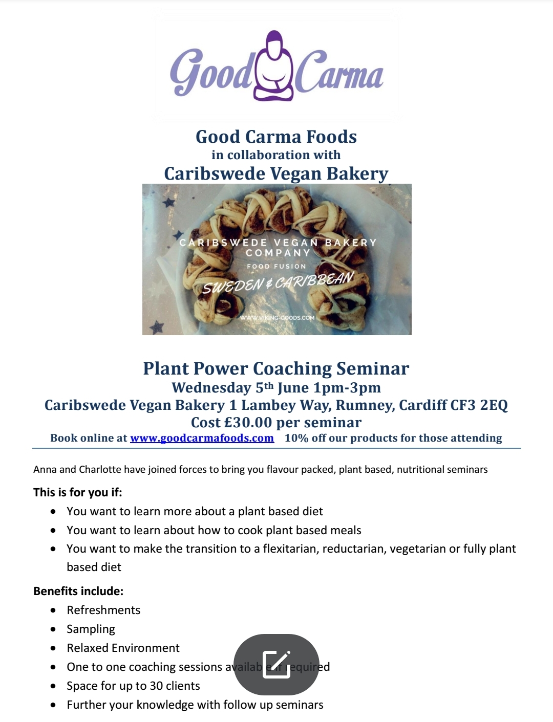 Plant Based Power Seminar Wednesday 5th June In Cardiff Good Carma